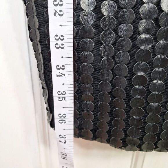 Spense Black Sleeveless Sheath Dress Faux Leather Piping & Hemline Sz 10 - Picture 11 of 11